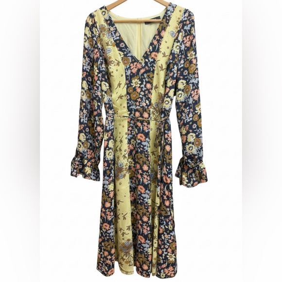 Modcloth Dresses & Skirts - ModCloth Floral Patchwork Wrap Midi Dress Size 14 Boho Cottagecore Retro